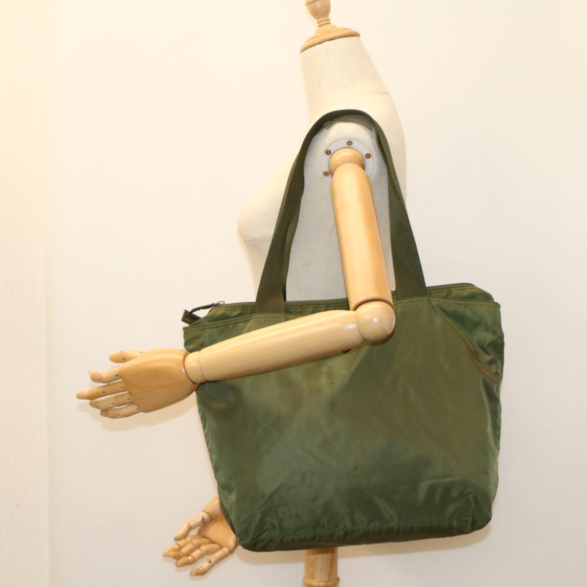 PRADA Shoulder Bag Nylon Khaki Auth cl686
