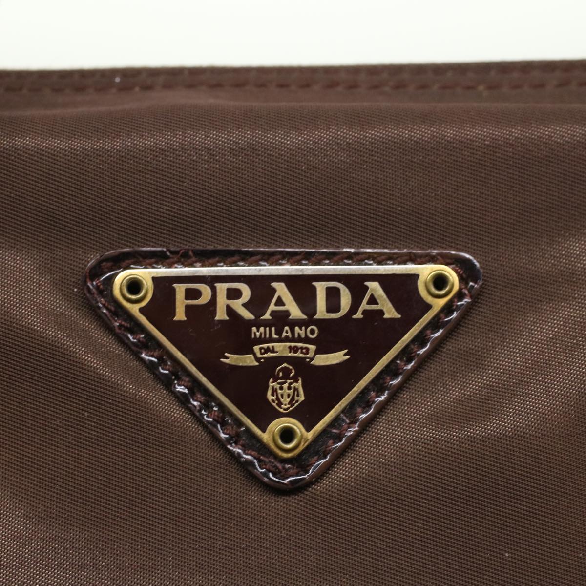 PRADA Hand Bag Nylon Brown Auth cl687
