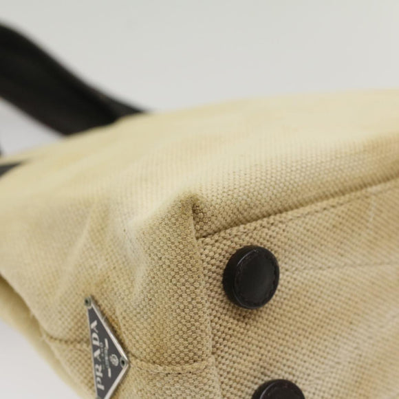 PRADA Hand Bag Canvas Beige Auth cl705