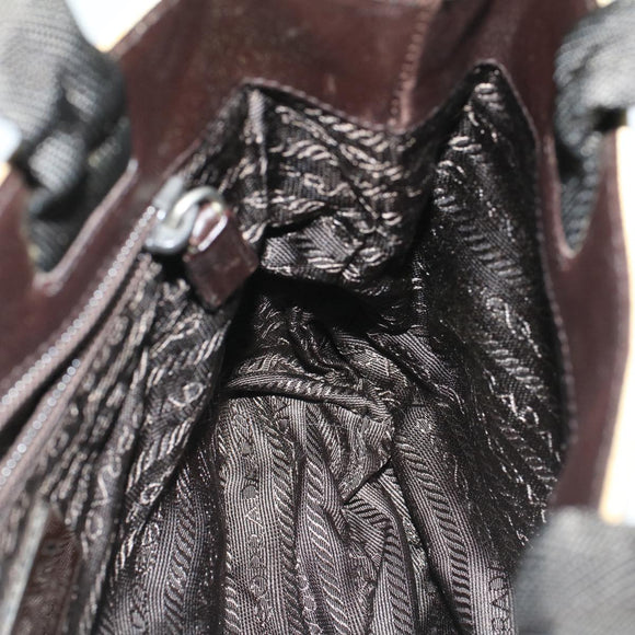 PRADA Hand Bag Canvas Beige Auth cl705