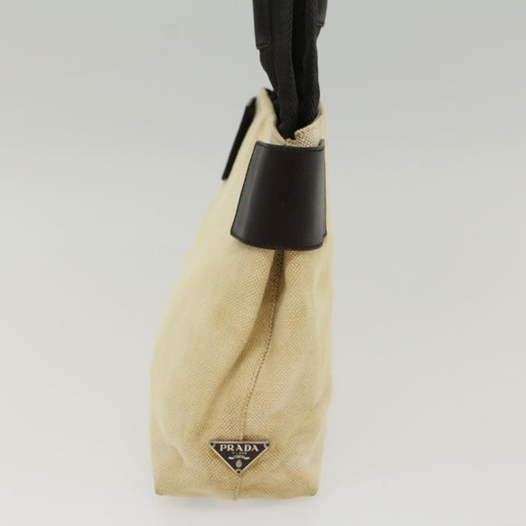 PRADA Hand Bag Canvas Beige Auth cl705