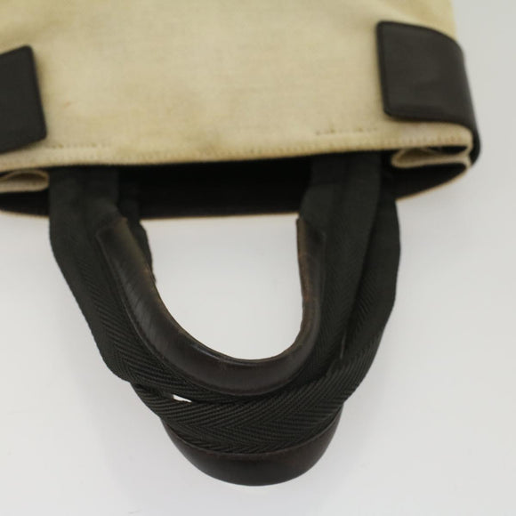 PRADA Hand Bag Canvas Beige Auth cl705