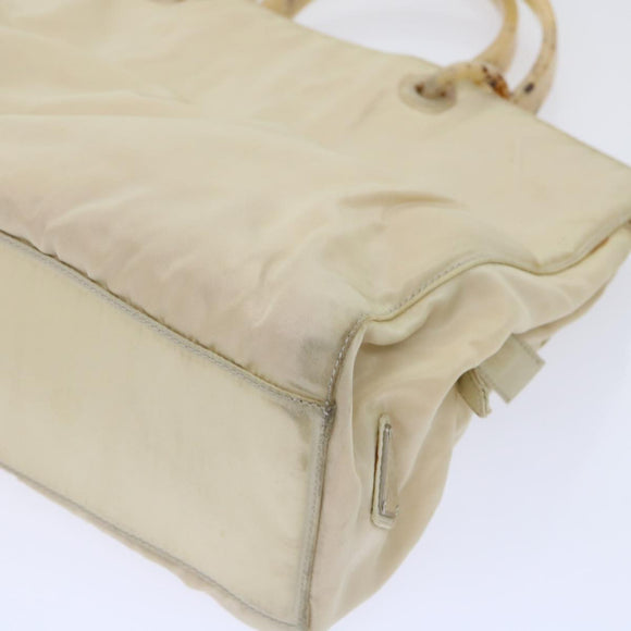 PRADA Hand Bag Nylon Beige Auth cl707