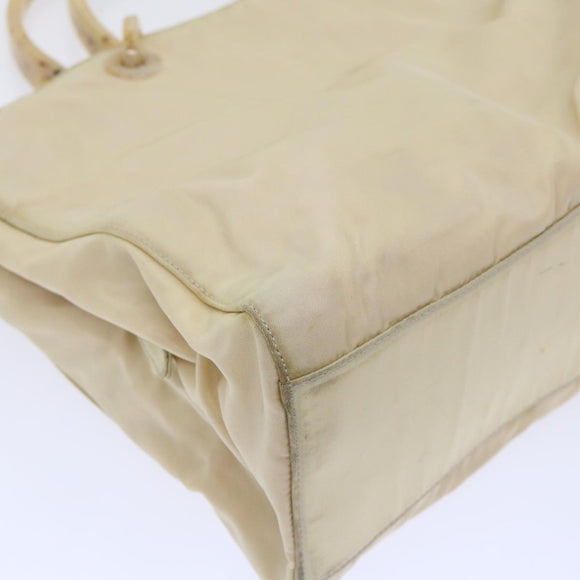 PRADA Hand Bag Nylon Beige Auth cl707