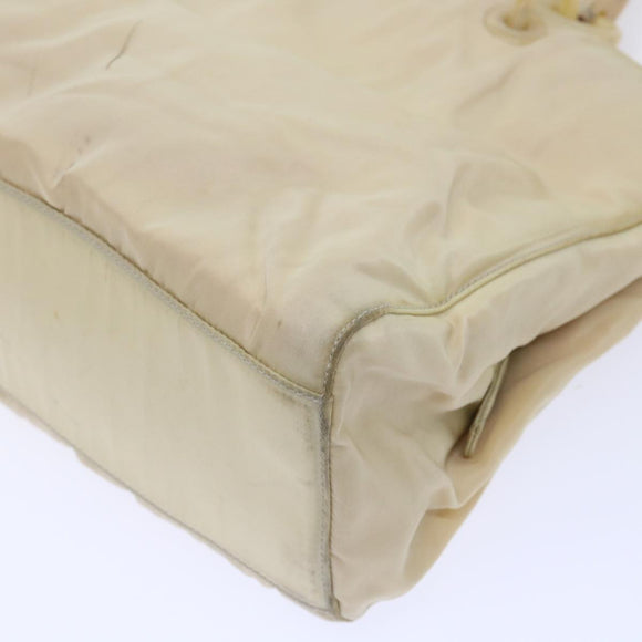 PRADA Hand Bag Nylon Beige Auth cl707