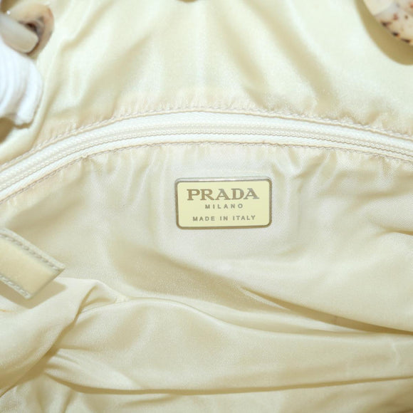 PRADA Hand Bag Nylon Beige Auth cl707