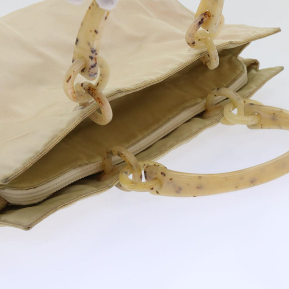 PRADA Hand Bag Nylon Beige Auth cl707