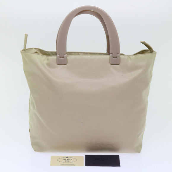 PRADA Hand Bag Nylon Beige Auth cl710