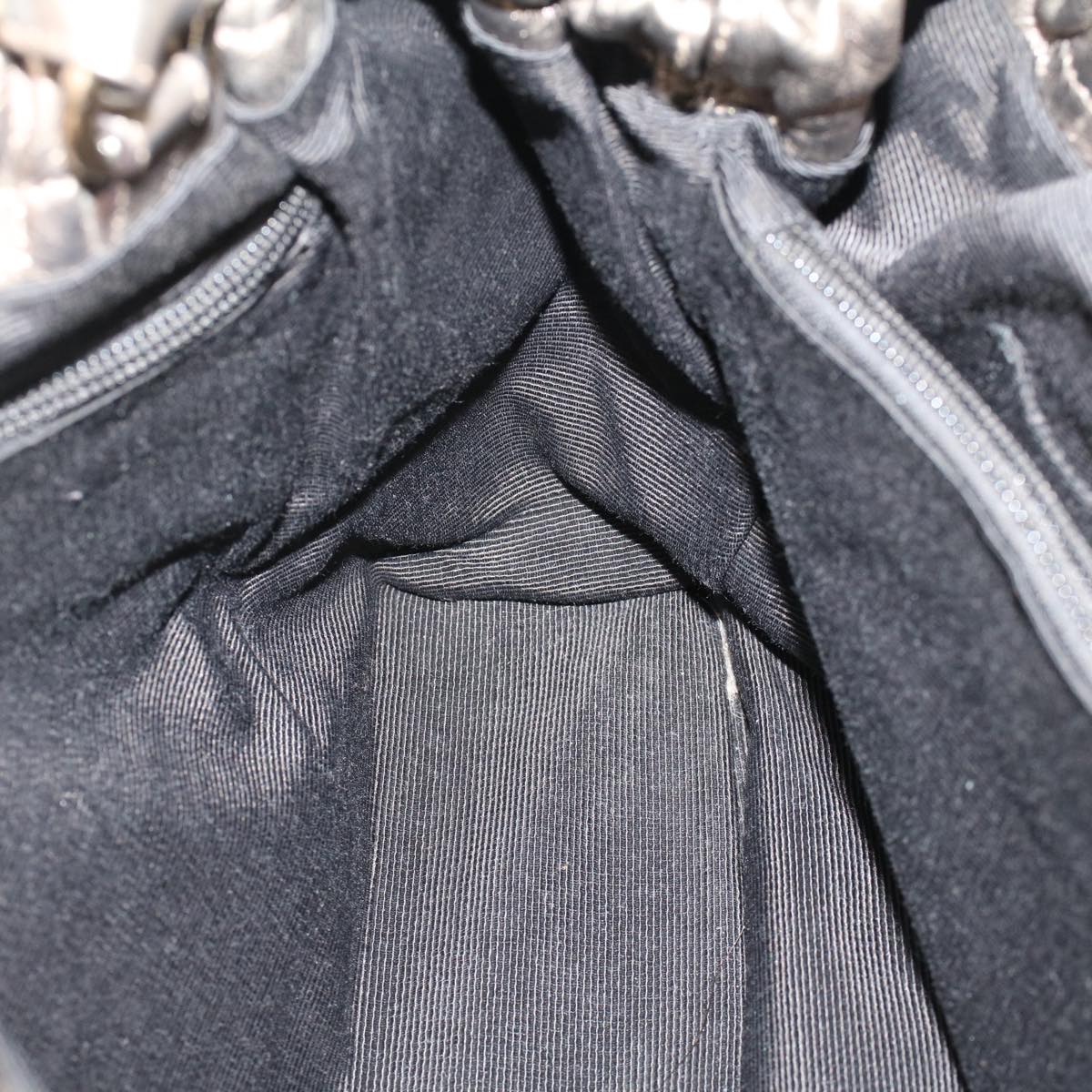 Salvatore Ferragamo Shoulder Bag Leather Silver Auth cl737