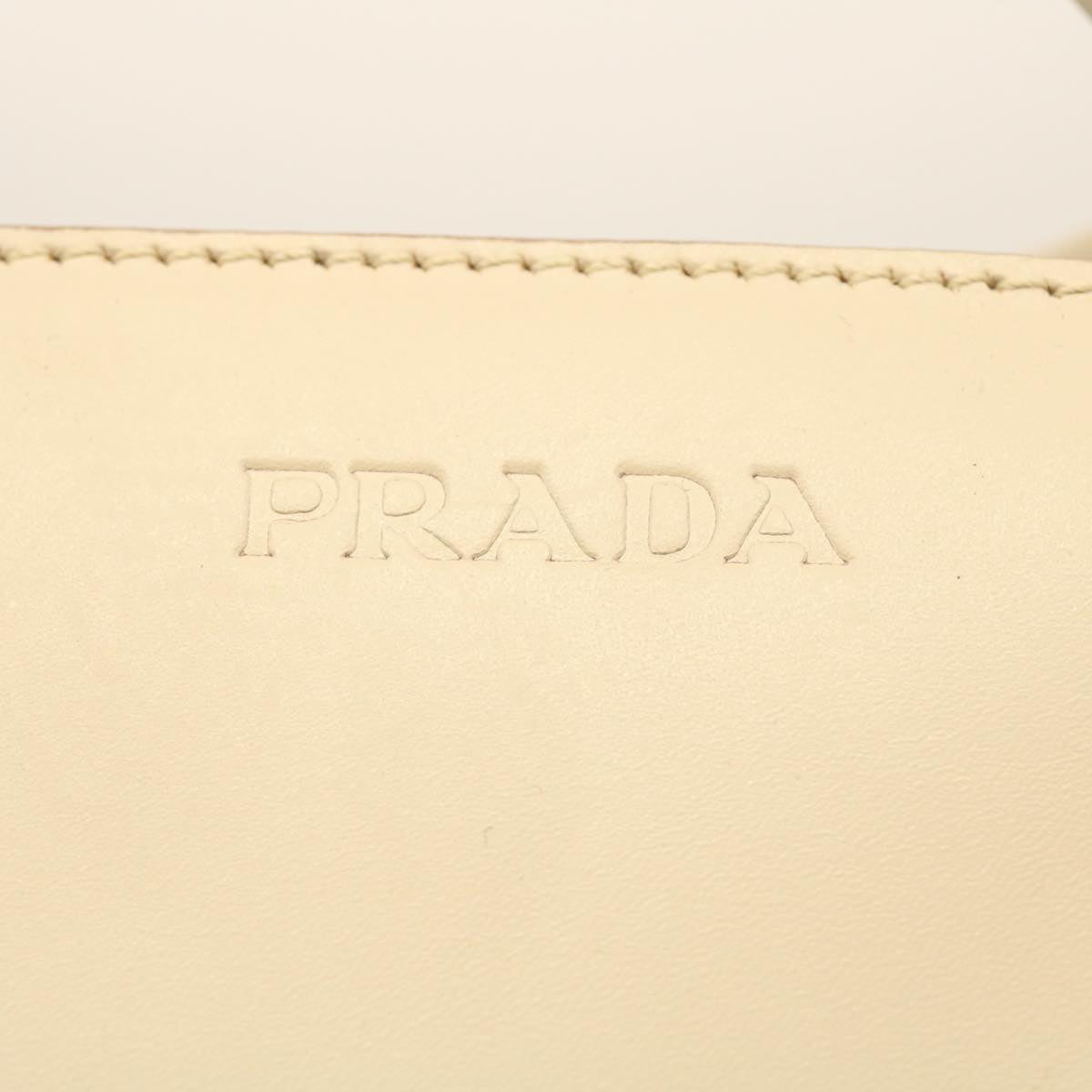 PRADA Hand Bag Leather Beige Auth cl750