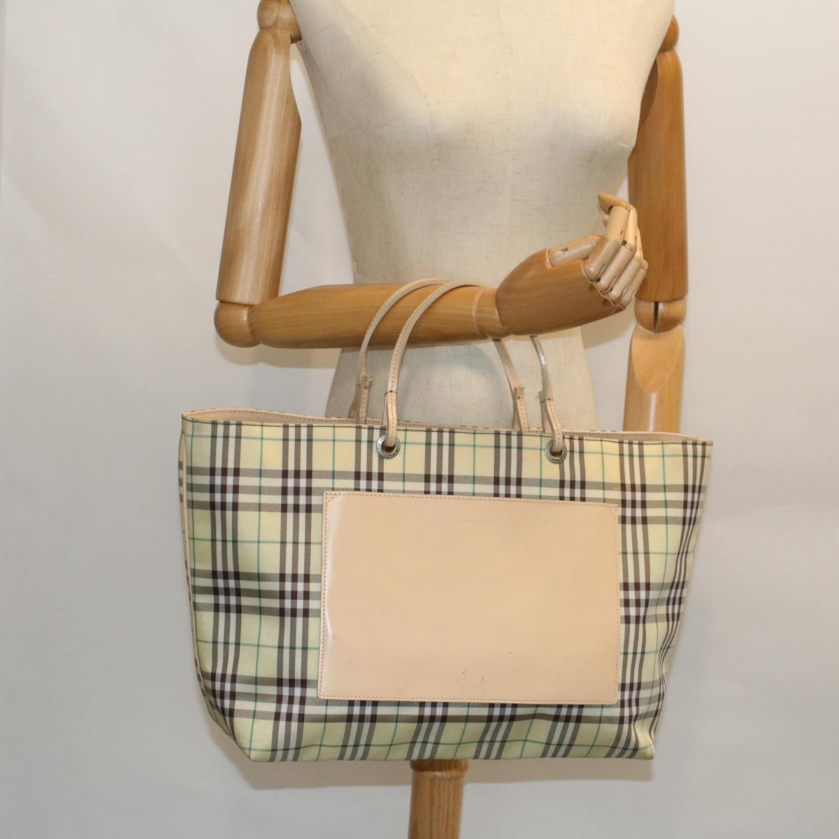 BURBERRY Nova Check Tote Bag Nylon Yellow Auth cl757