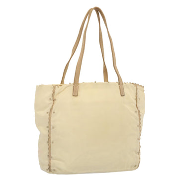 PRADA Tote Bag Nylon Beige Auth cl759