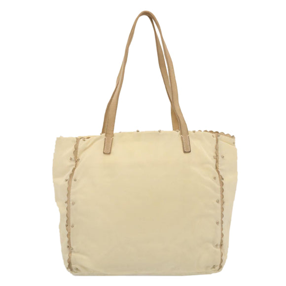 PRADA Tote Bag Nylon Beige Auth cl759