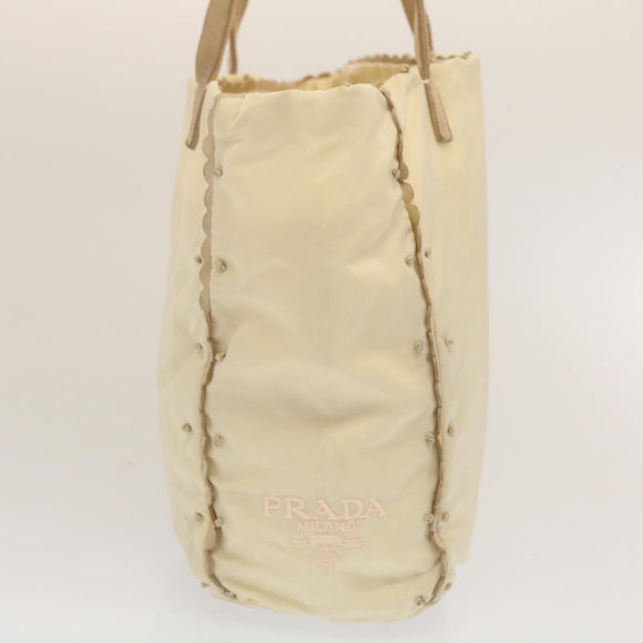 PRADA Tote Bag Nylon Beige Auth cl759