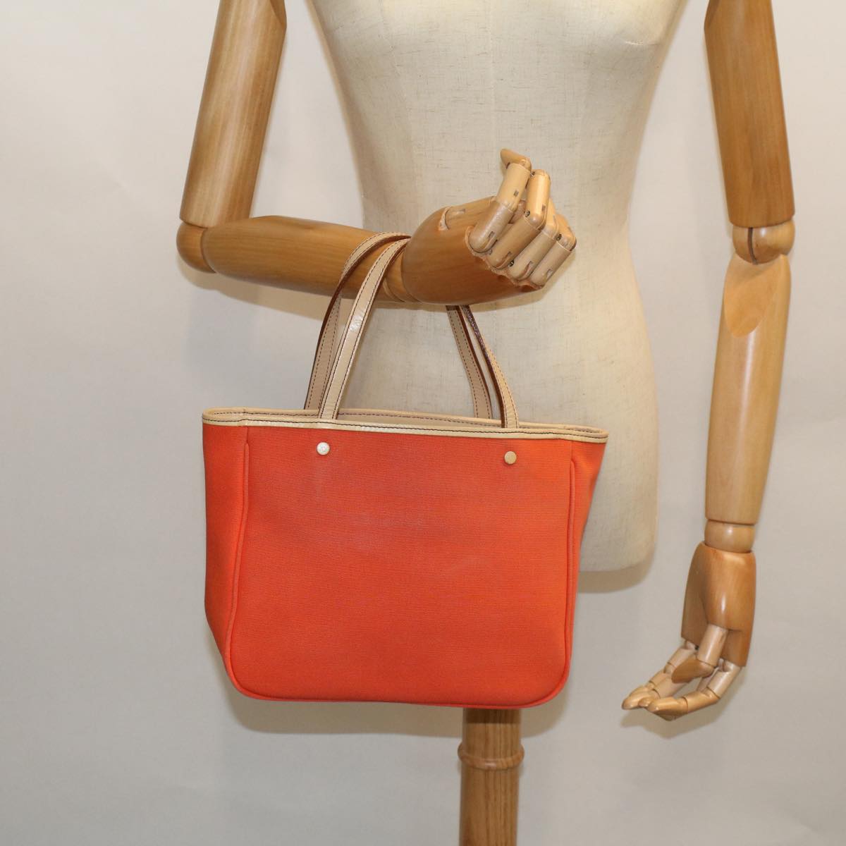 BURBERRY Hand Bag Canvas Orange Auth cl763