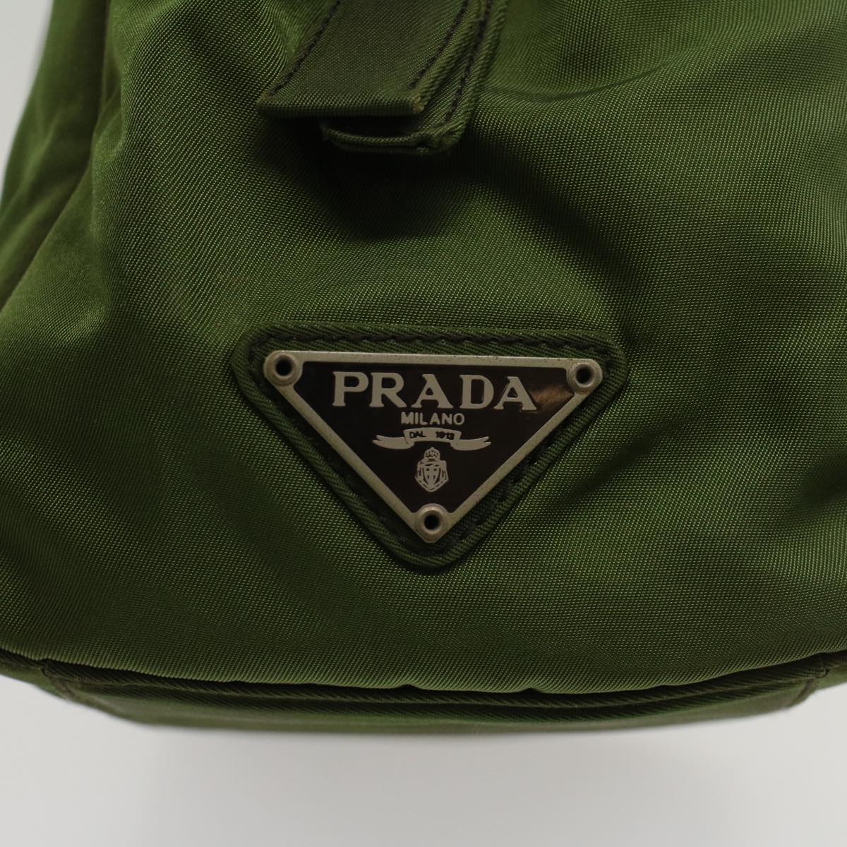 PRADA Hand Bag Nylon Green Auth cl765