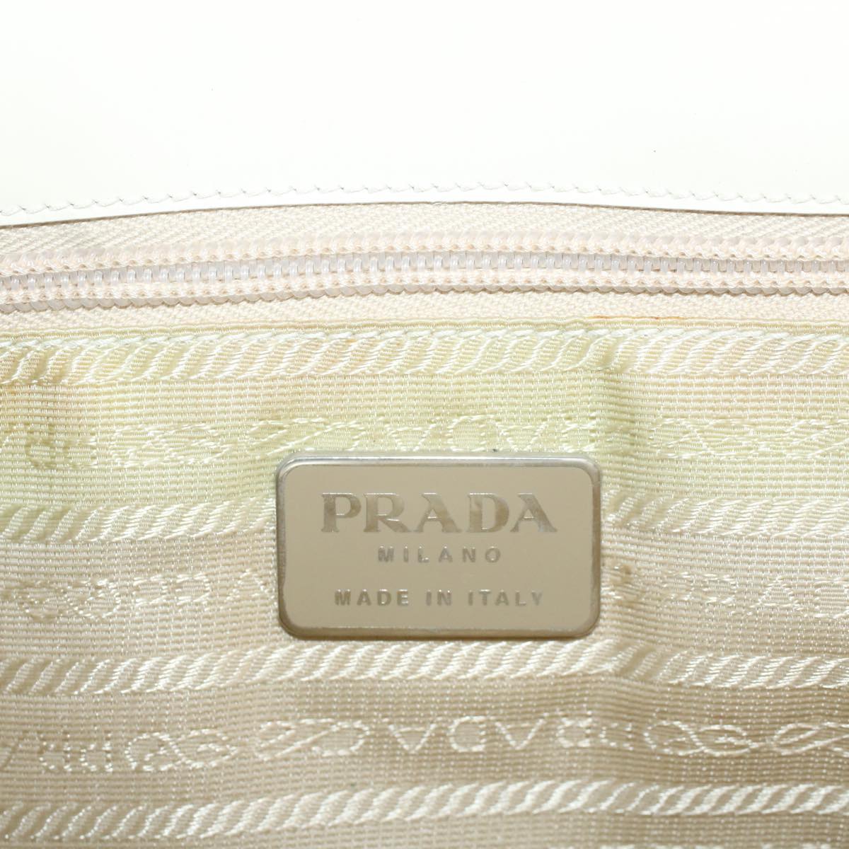PRADA Hand Bag Leather White Auth cl769