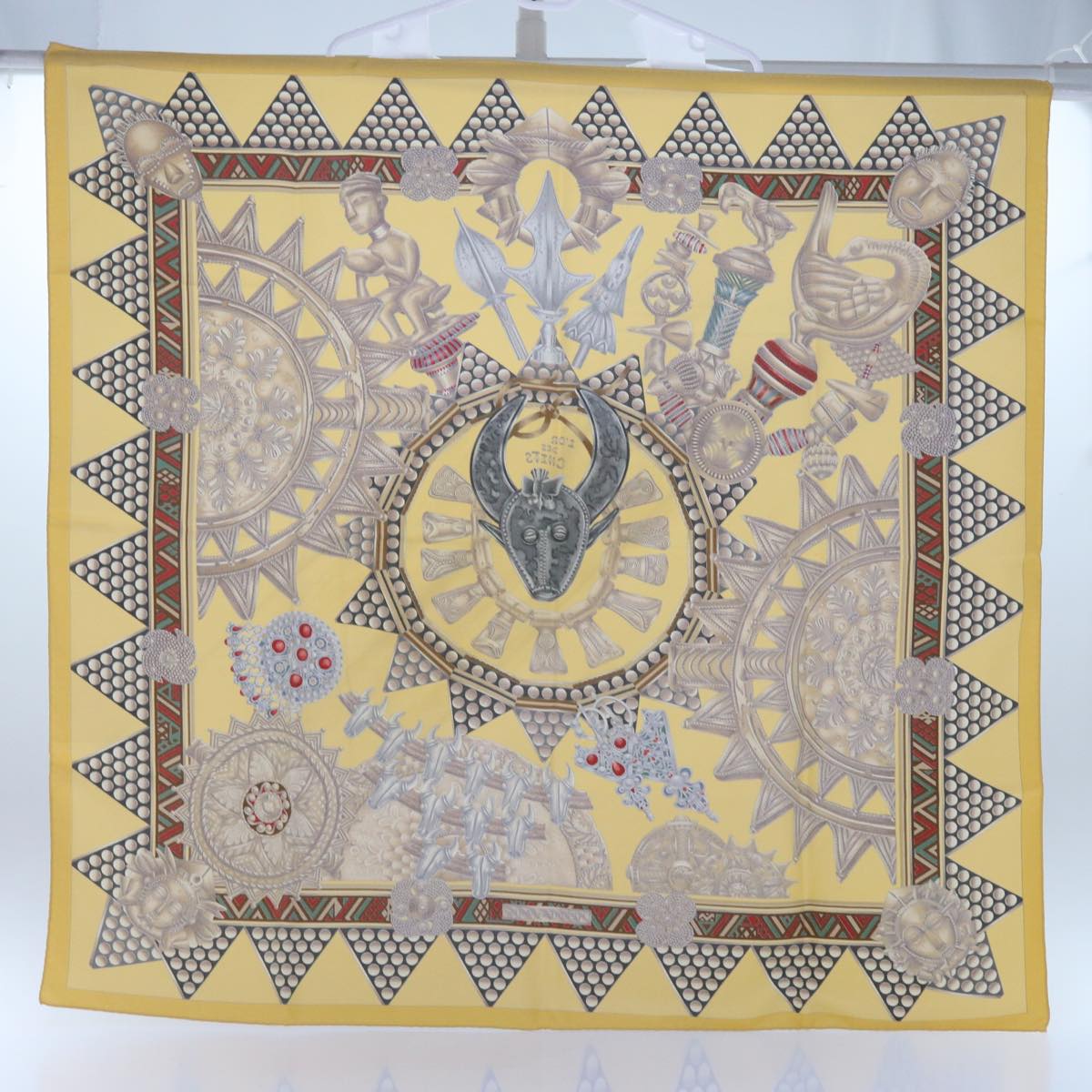 HERMES Carre 90 L'OR DES CHEFS Scarf Silk Yellow Auth cl816