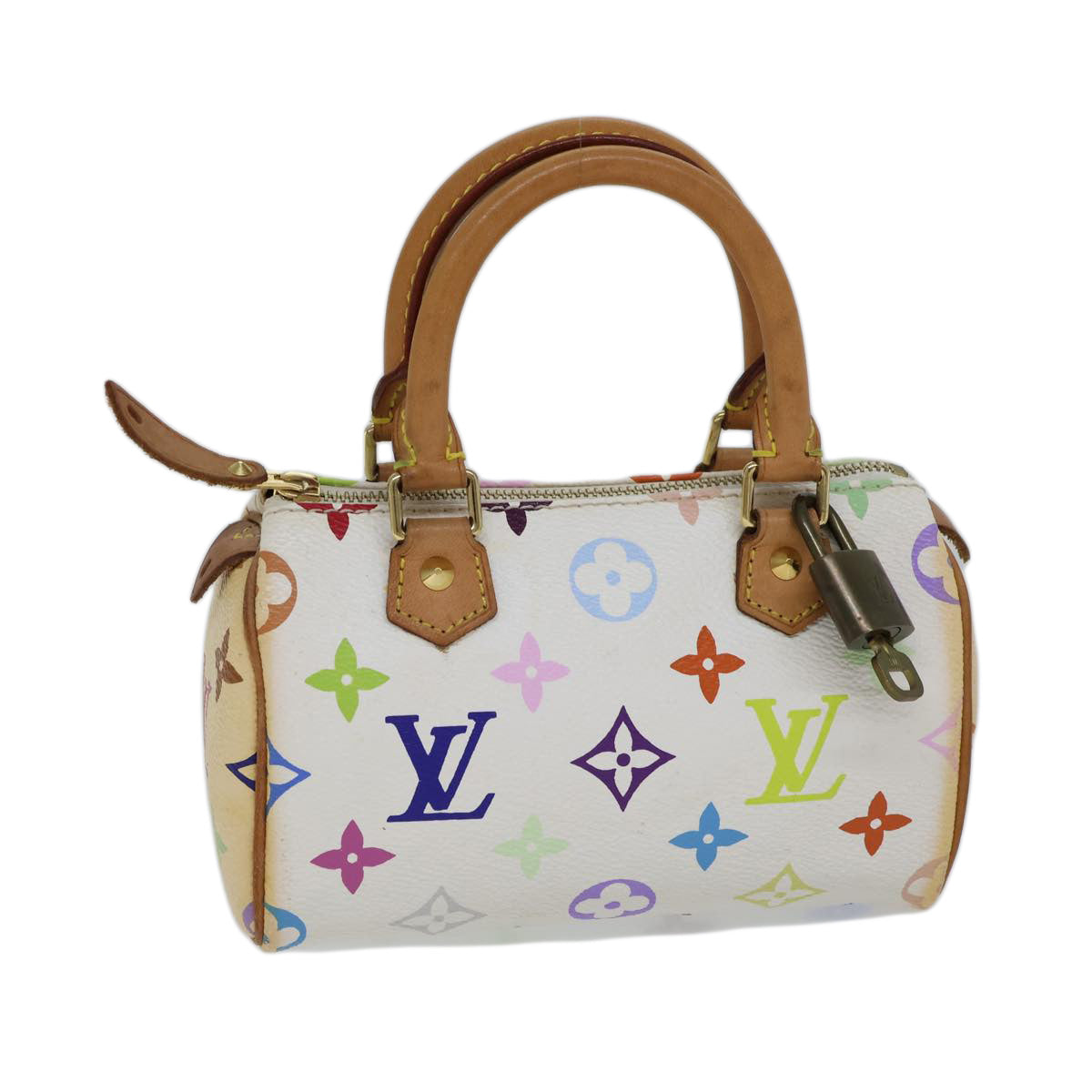 LOUIS VUITTON Monogram Multicolor Mini Speedy Hand Bag White M92645 Auth cl823A