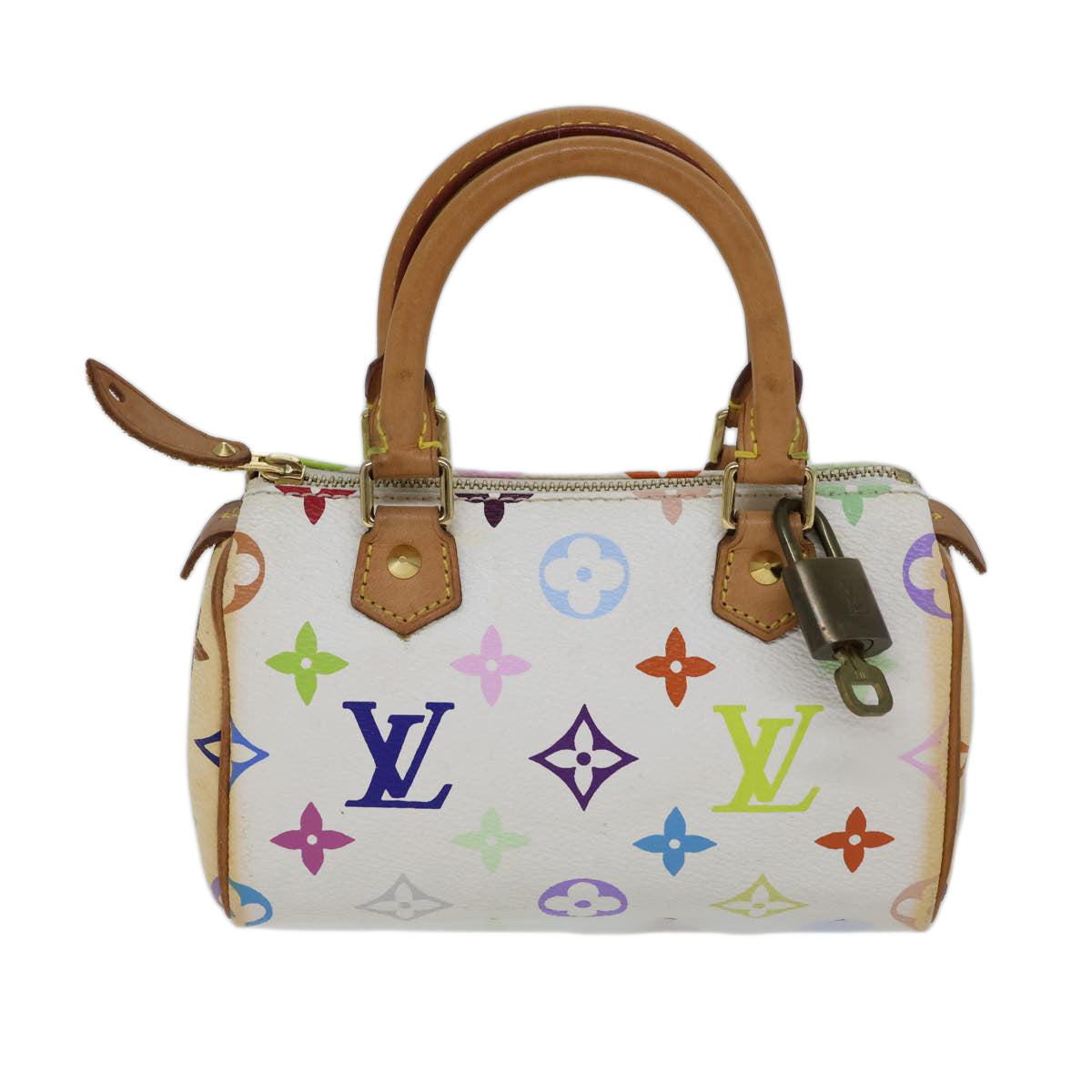 LOUIS VUITTON Monogram Multicolor Mini Speedy Hand Bag White M92645 Auth cl823A