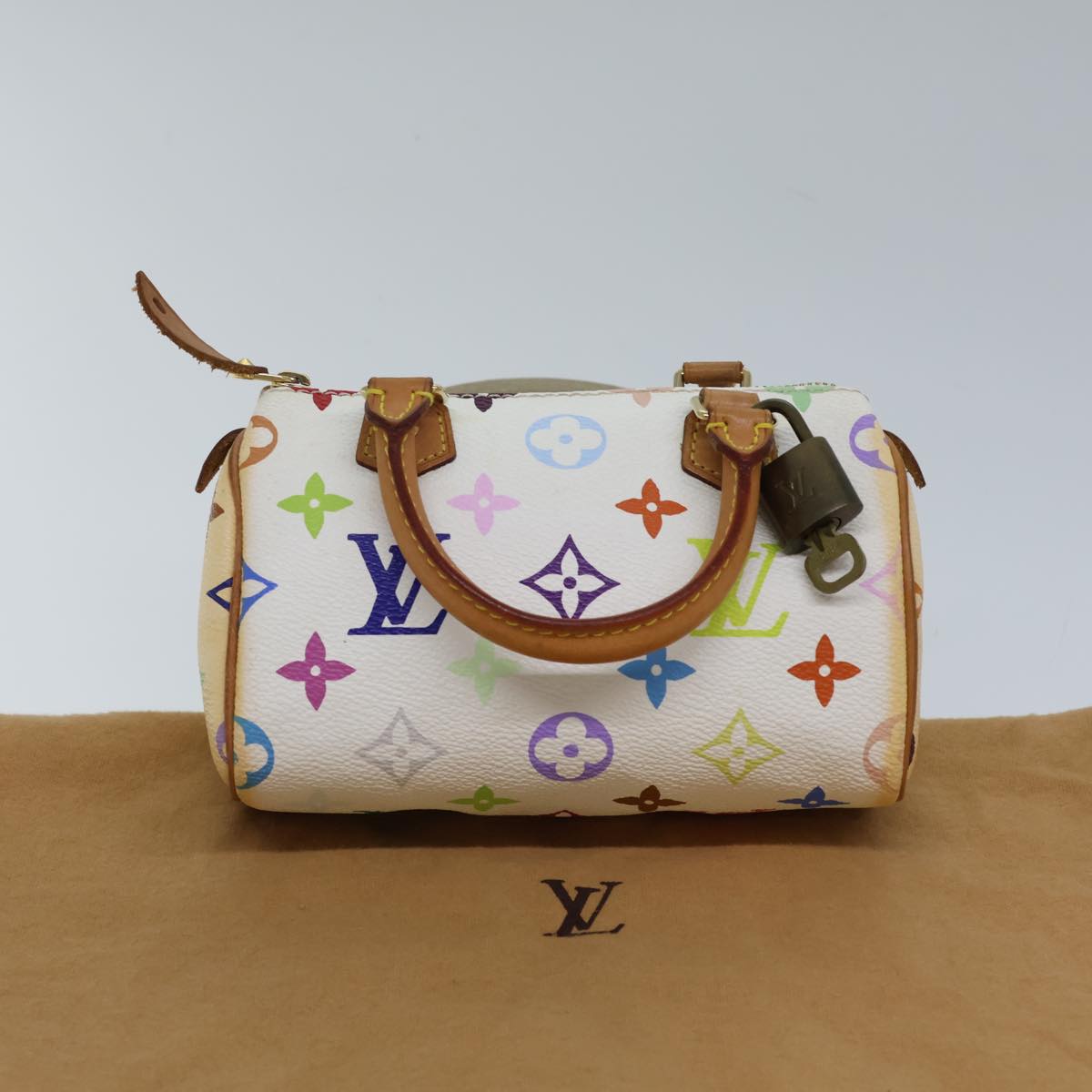 LOUIS VUITTON Monogram Multicolor Mini Speedy Hand Bag White M92645 Auth cl823A