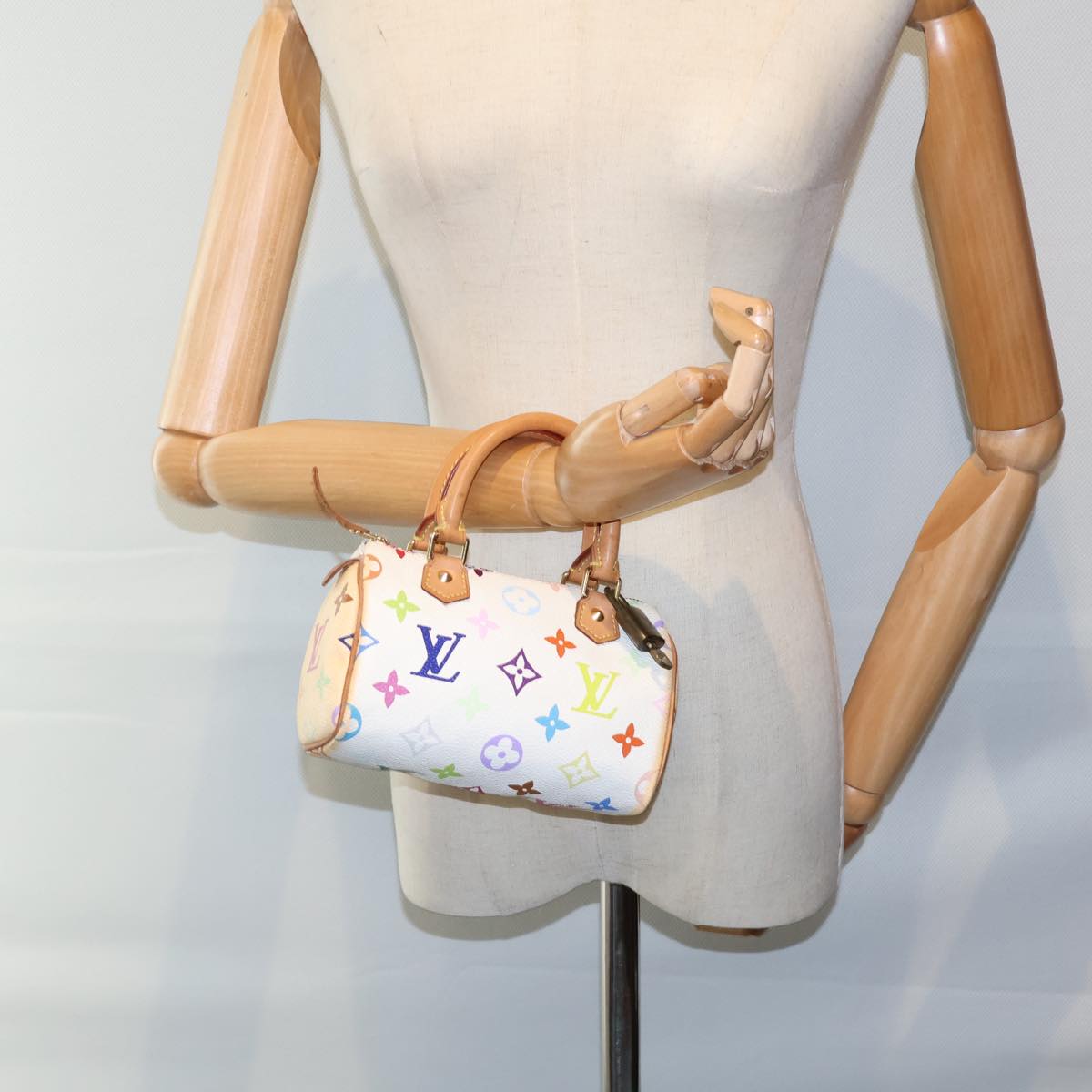 LOUIS VUITTON Monogram Multicolor Mini Speedy Hand Bag White M92645 Auth cl823A