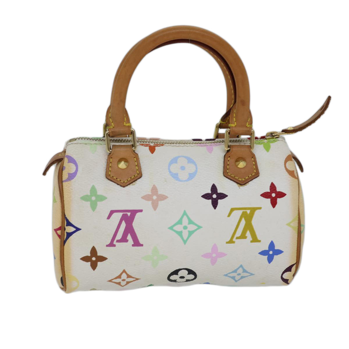 LOUIS VUITTON Monogram Multicolor Mini Speedy Hand Bag White M92645 Auth cl823A