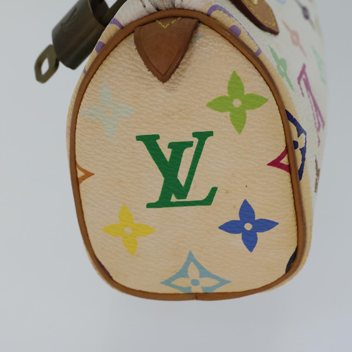 LOUIS VUITTON Monogram Multicolor Mini Speedy Hand Bag White M92645 Auth cl823A