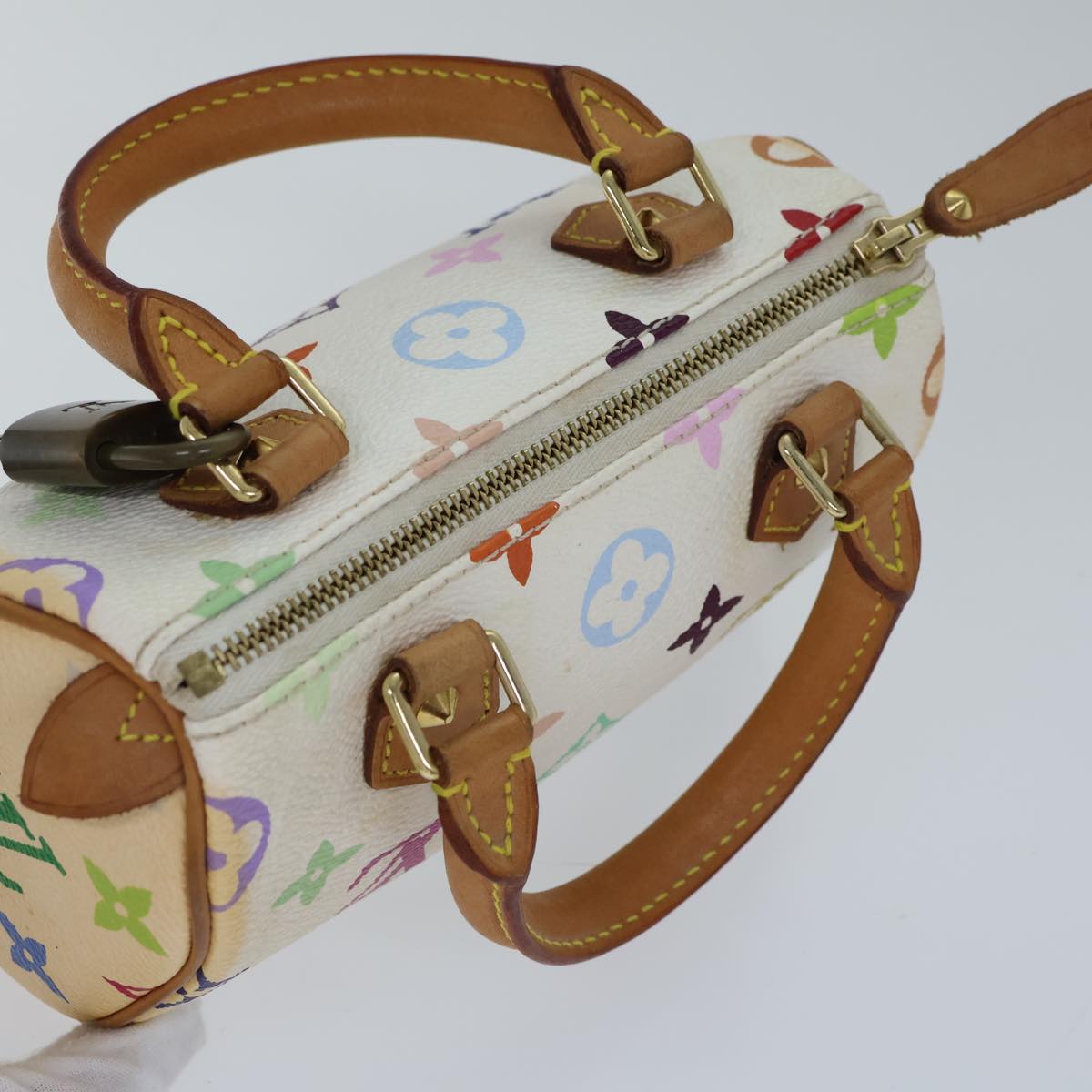 LOUIS VUITTON Monogram Multicolor Mini Speedy Hand Bag White M92645 Auth cl823A