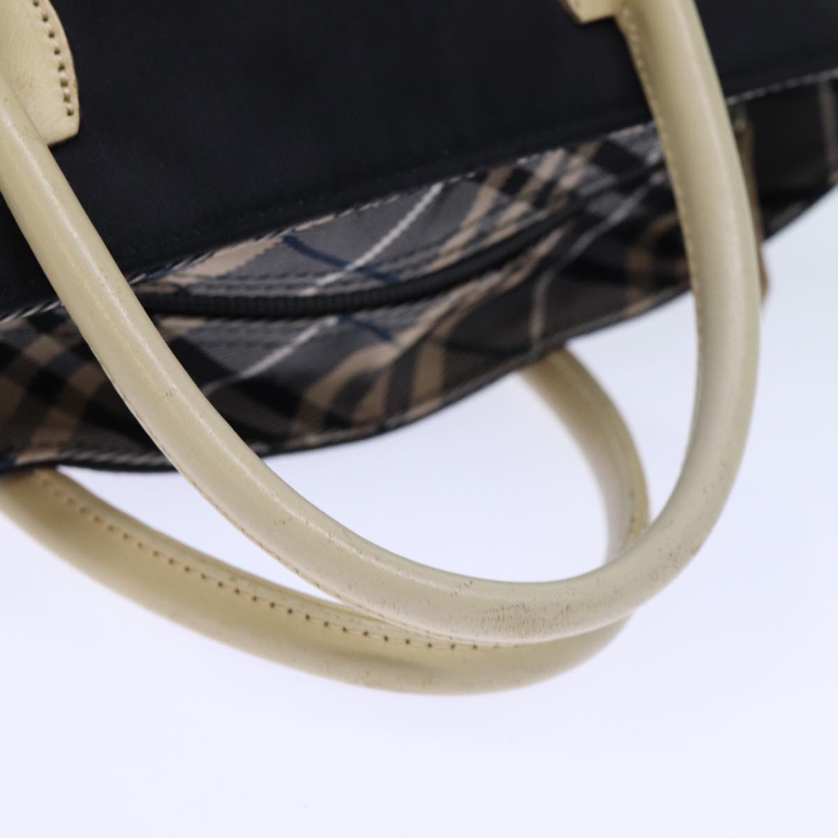 BURBERRY Nova Check Blue Label Hand Bag Nylon Black Auth cl836