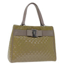 Salvatore Ferragamo Hand Bag Enamel Beige Auth cl837-1