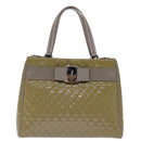Salvatore Ferragamo Hand Bag Enamel Beige Auth cl837-13