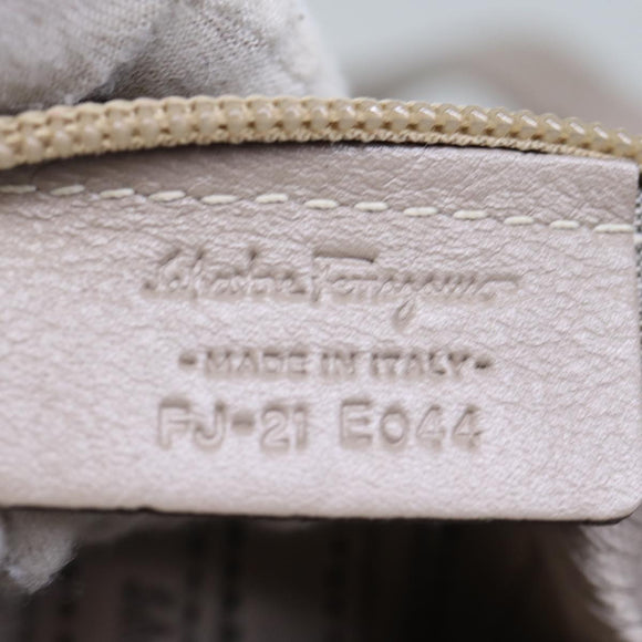 Salvatore Ferragamo Hand Bag Enamel Beige Auth cl837