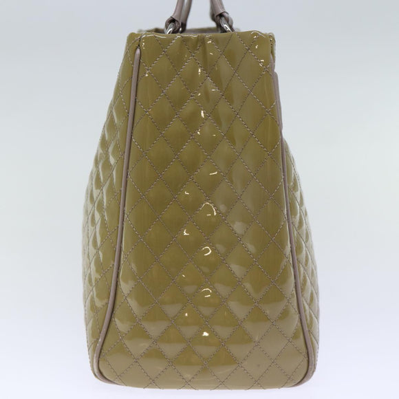 Salvatore Ferragamo Hand Bag Enamel Beige Auth cl837