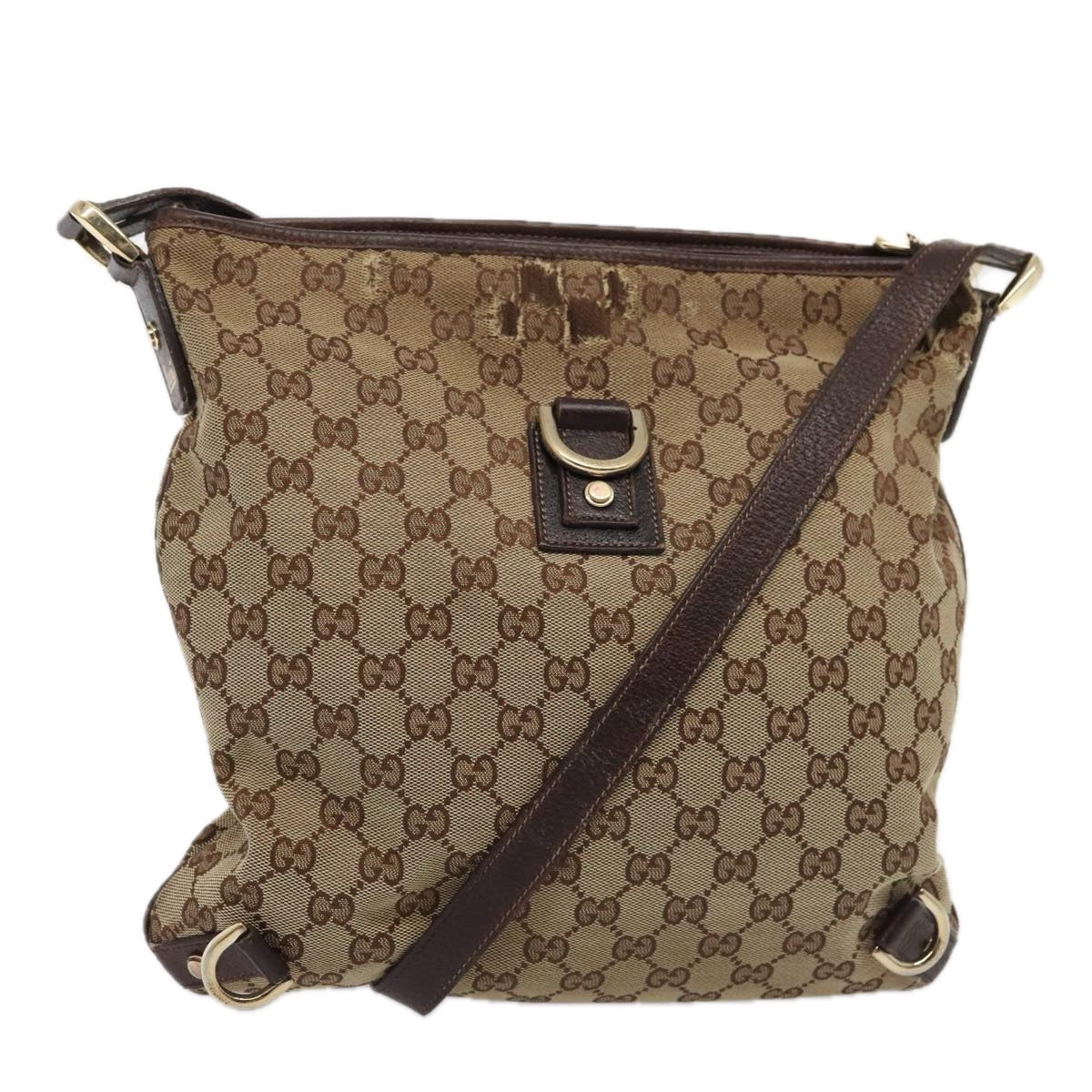 GUCCI GG Canvas Shoulder Bag Beige Brown 131326 Auth cl847