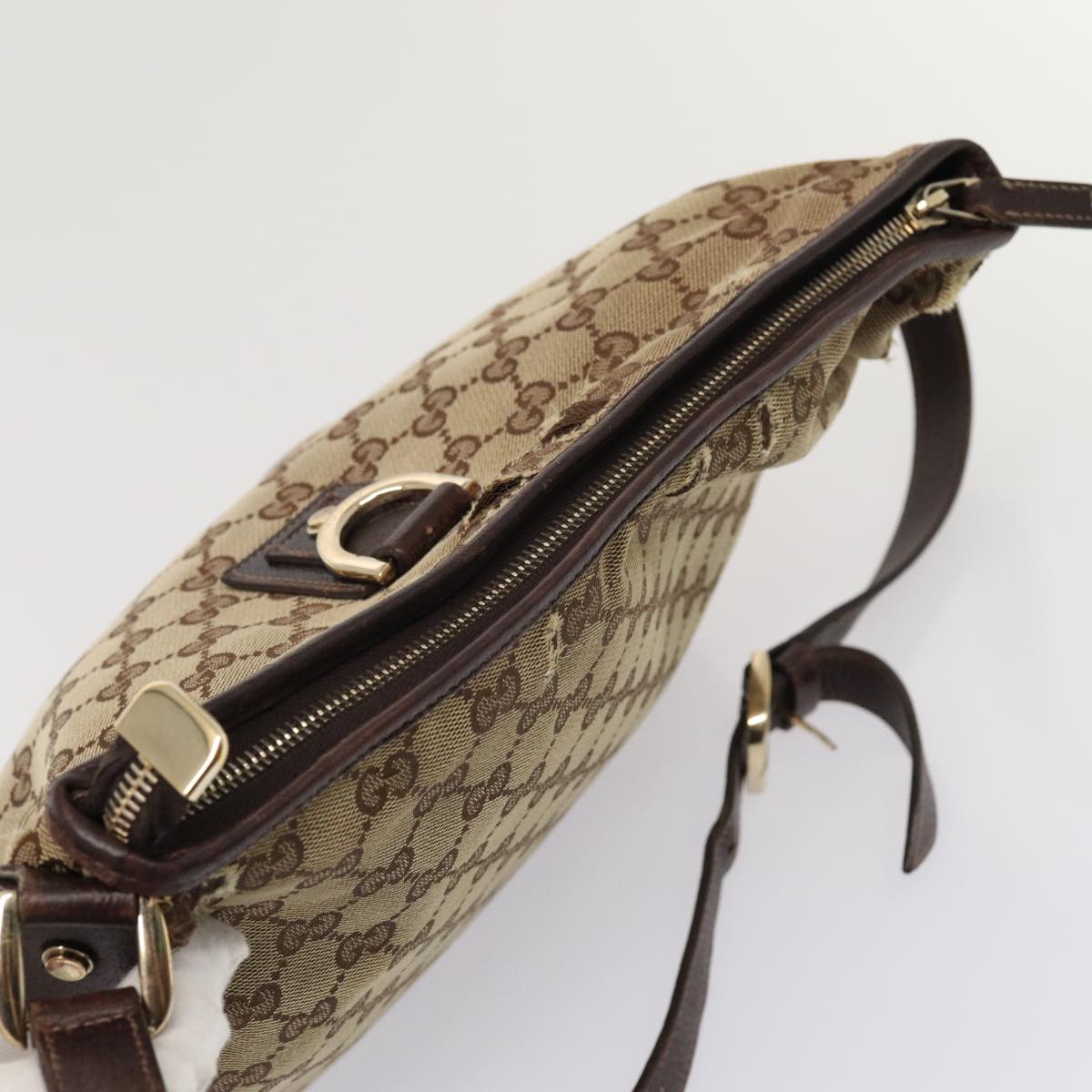 GUCCI GG Canvas Shoulder Bag Beige Brown 131326 Auth cl847