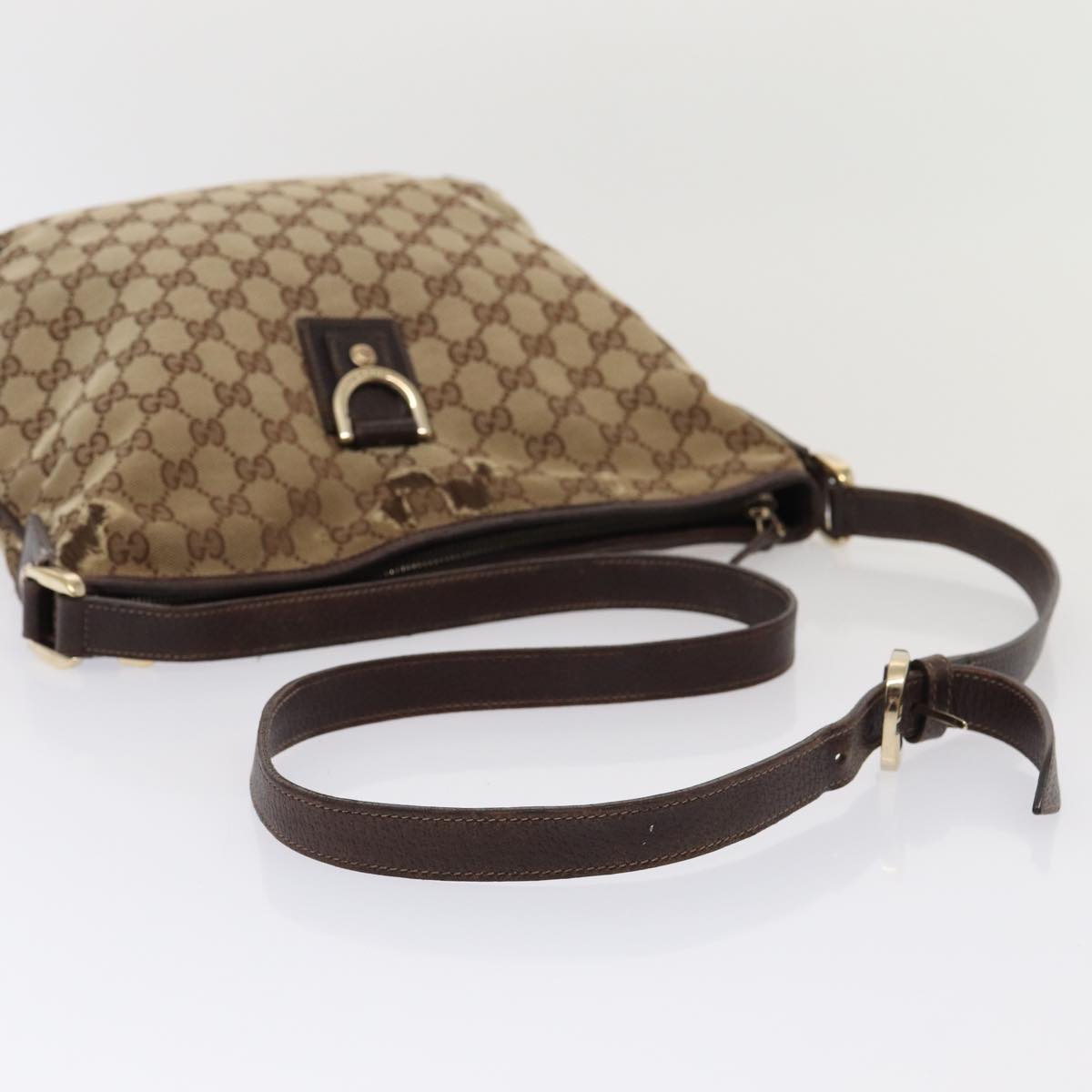 GUCCI GG Canvas Shoulder Bag Beige Brown 131326 Auth cl847