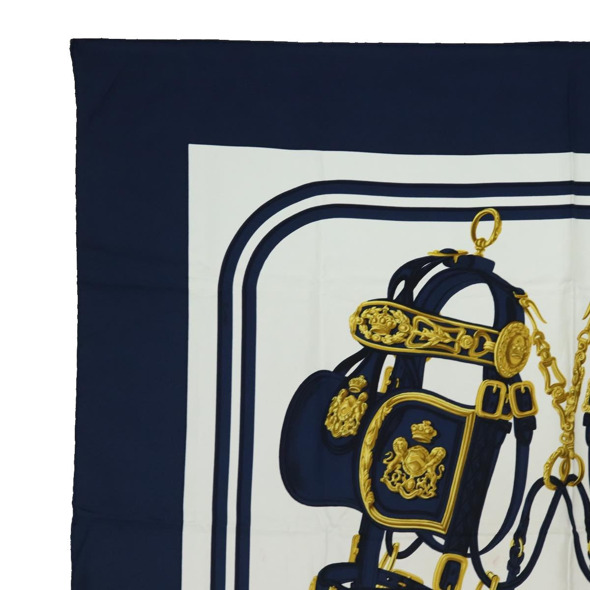 HERMES Carre90 Scarf ”BRIDES de GALA” Silk Navy Auth cl852 - 0