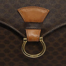 CELINE Macadam Canvas Hand Bag PVC Leather Brown Gold Auth EC006-18
