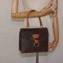 CELINE Macadam Canvas Hand Bag PVC Leather Brown Gold Auth EC006-23