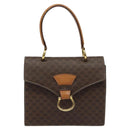 CELINE Macadam Canvas Hand Bag PVC Leather Brown Gold Auth EC006-13