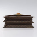 CELINE Macadam Canvas Hand Bag PVC Leather Brown Gold Auth EC006-5