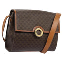 CELINE Macadam Canvas Shoulder Bag PVC Leather Brown Gold Auth EC038-1