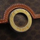 CELINE Macadam Canvas Shoulder Bag PVC Leather Brown Gold Auth EC038-17