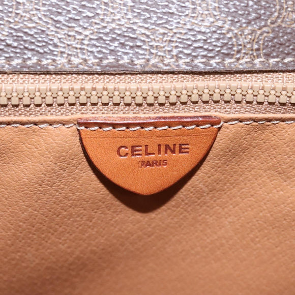 CELINE Macadam Canvas Shoulder Bag PVC Leather Brown Gold Auth EC038