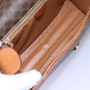 CELINE Macadam Canvas Shoulder Bag PVC Leather Brown Gold Auth EC038-12