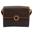 CELINE Macadam Canvas Shoulder Bag PVC Leather Brown Gold Auth EC038-13