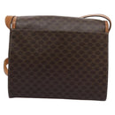 CELINE Macadam Canvas Shoulder Bag PVC Leather Brown Gold Auth EC038-2