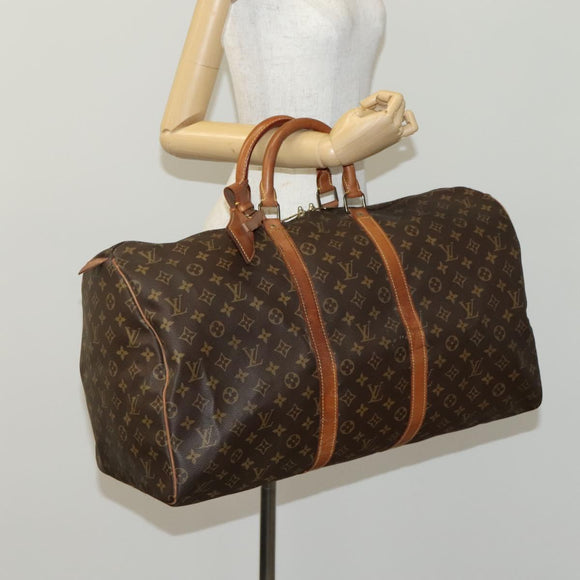 LOUIS VUITTON Monogram Keepall 55 Boston Bag M41424 LV Auth EC040