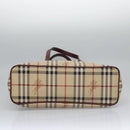 BURBERRY Nova Check Shoulder Bag PVC Beige Wine Red Silver Auth EC077-5